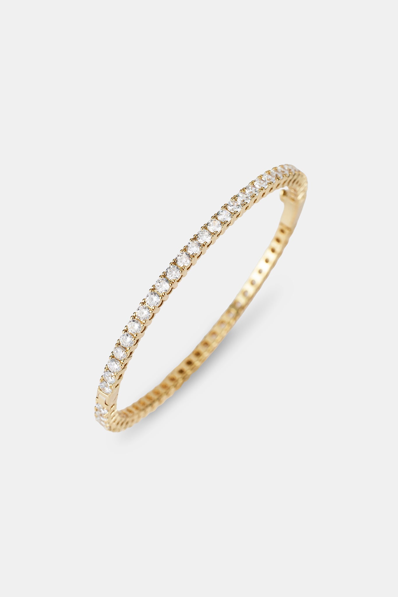 Iced Tennis Bangle - 3mm - Gold
